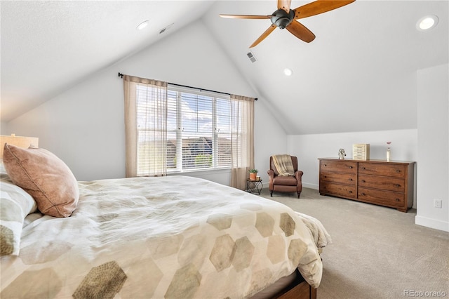 2027 Vallejo Loop, Broomfield, CO 80023 - bedroom with vaulted ceiling, carpet flooring, ceiling fan, recessed lighting, and baseboards
