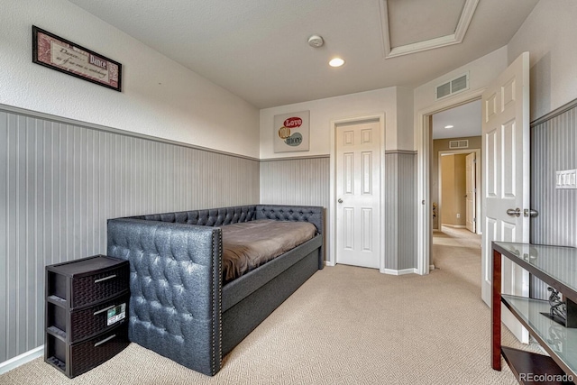 5625 S Buchanan St, Aurora, CO 80016 - carpeted bedroom featuring attic access and baseboards