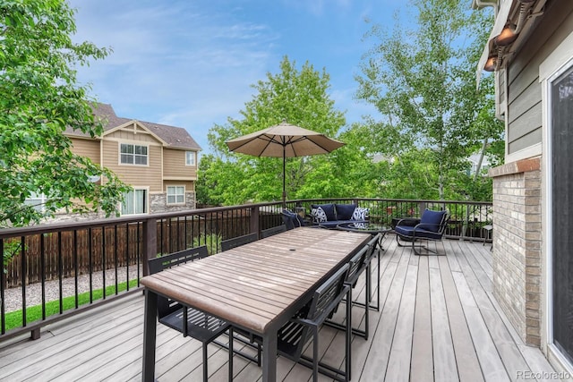 5625 S Buchanan St, Aurora, CO 80016 - wooden terrace with an outdoor living space and outdoor dining area