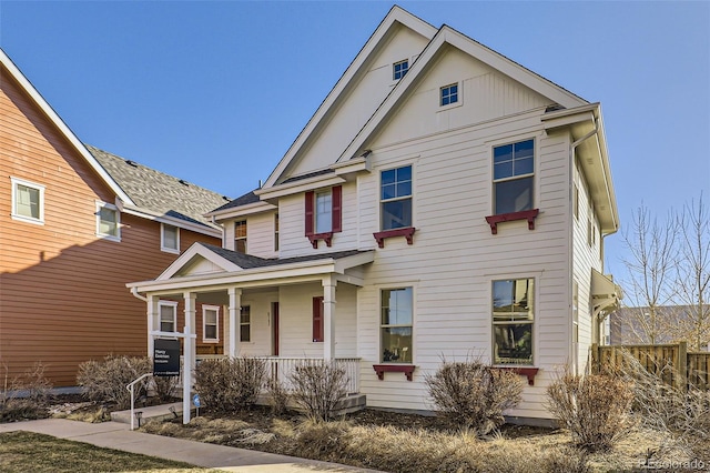 view of front of property with covered porch