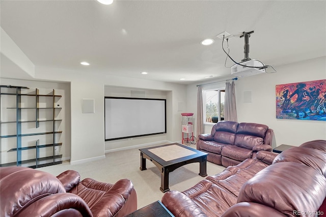 view of carpeted home theater