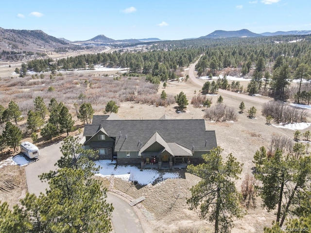 aerial view featuring a mountain view