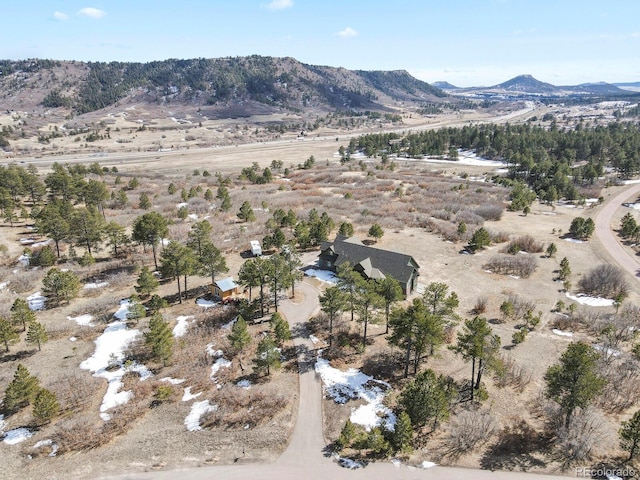 bird's eye view with a mountain view