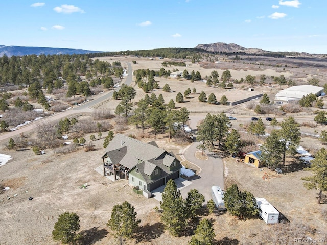 aerial view with a mountain view