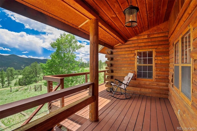 660 Wagon Wheel Rd, Guffey, CO 80820 - wooden deck with a mountain view