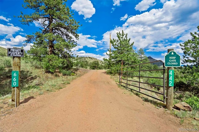 660 Wagon Wheel Rd, Guffey, CO 80820 - view of dirt / gravel road with a gated entry