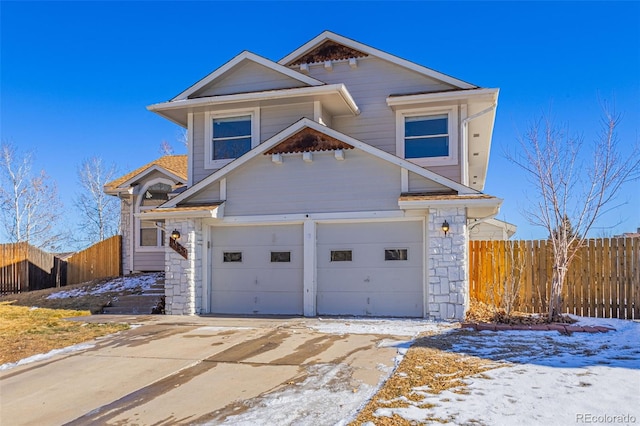 view of front of home with a garage