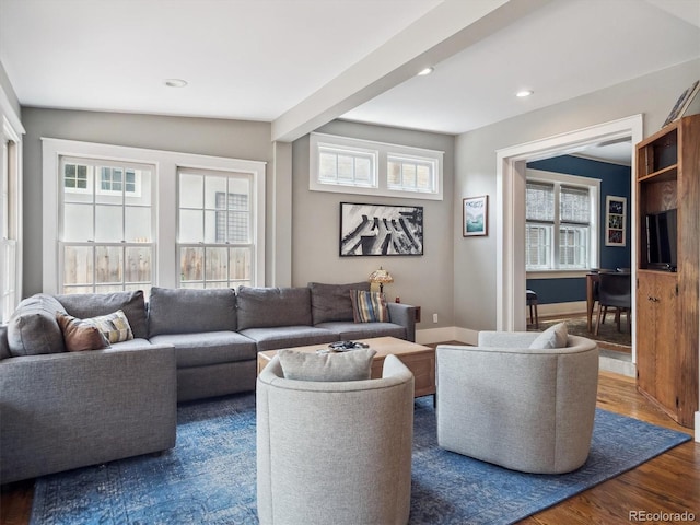 724 N Franklin St, Denver, CO 80218 - living area featuring wood finished floors and recessed lighting