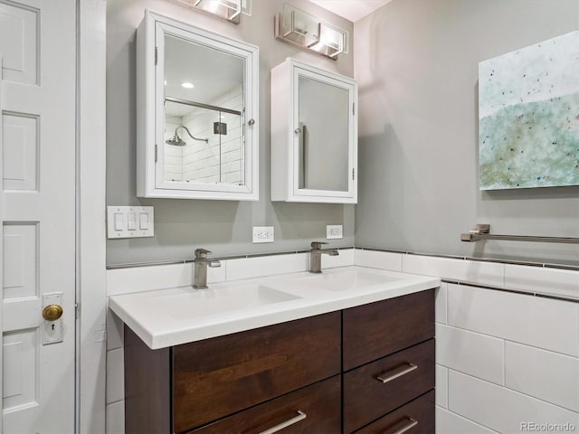 724 N Franklin St, Denver, CO 80218 - bathroom with double vanity and a shower