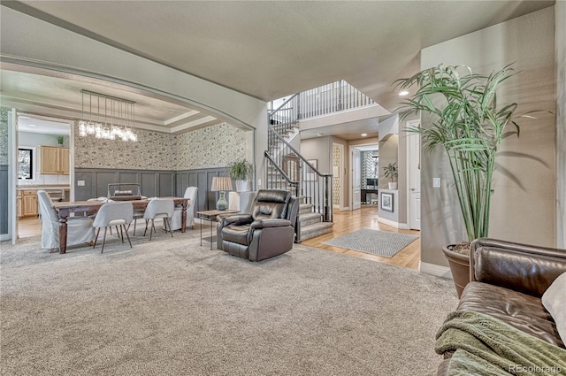1410 Old Sequoia Ct, Franktown, CO 80116 - common area with stairway and a wainscoted wall