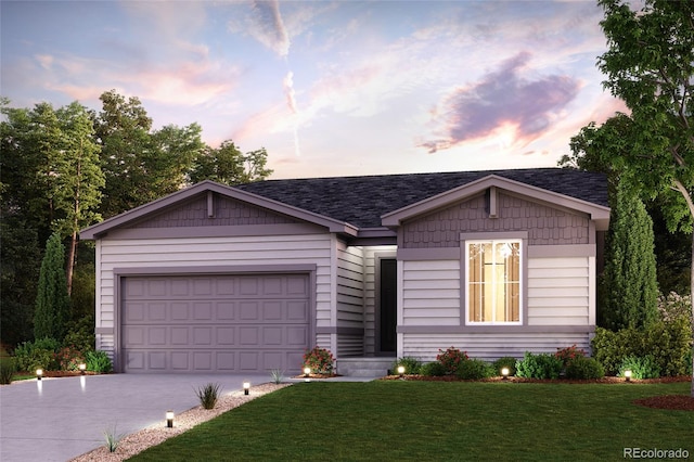 14424 Heritage Dr, Mead, CO 80504 - ranch-style home with driveway, a garage, and a front yard