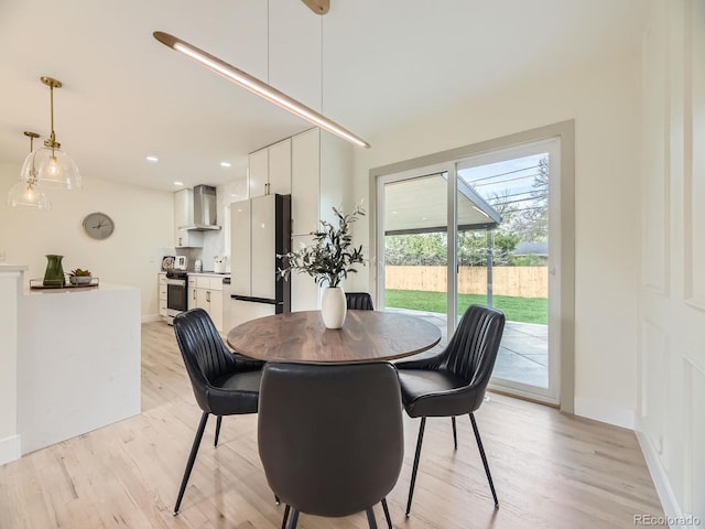 920 S Hudson St, Denver, CO 80246 - dining area with light wood-style floors, baseboards, and recessed lighting