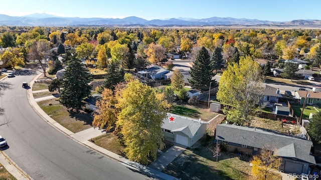 aerial view with a mountain view