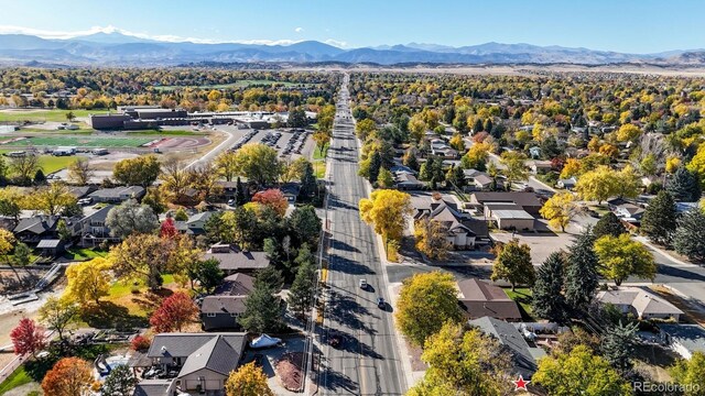 aerial view featuring a mountain view