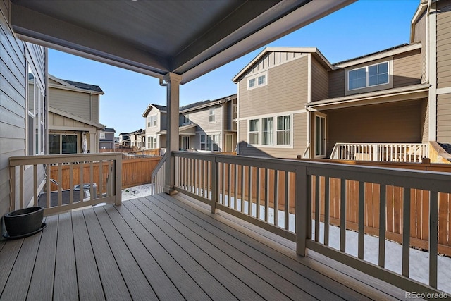 deck with a residential view