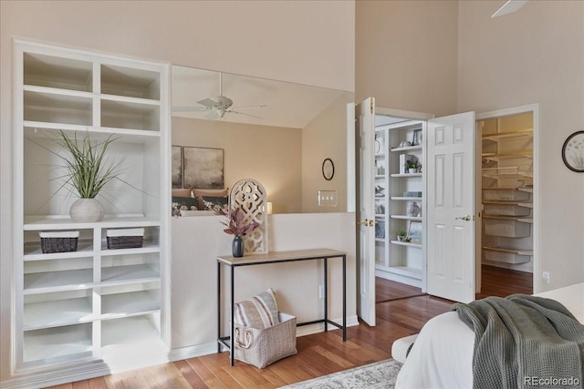 interior space featuring a walk in closet and wood finished floors