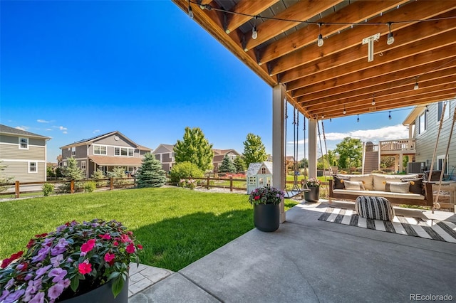 23879 E Narrowleaf Pl, Aurora, CO 80016 - view of patio with an outdoor hangout area and a residential view