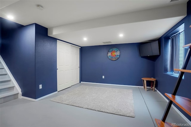 4873 Eckert St, Castle Rock, CO 80104 - basement with baseboards and recessed lighting
