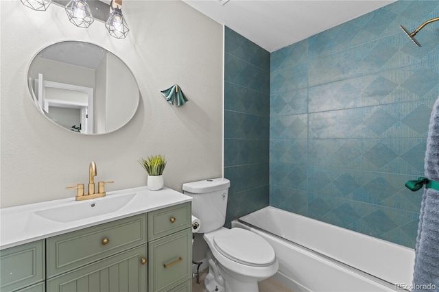 5965 Corinth Dr, Colorado Springs, CO 80923 - bathroom with toilet, vanity, and tub / shower combination