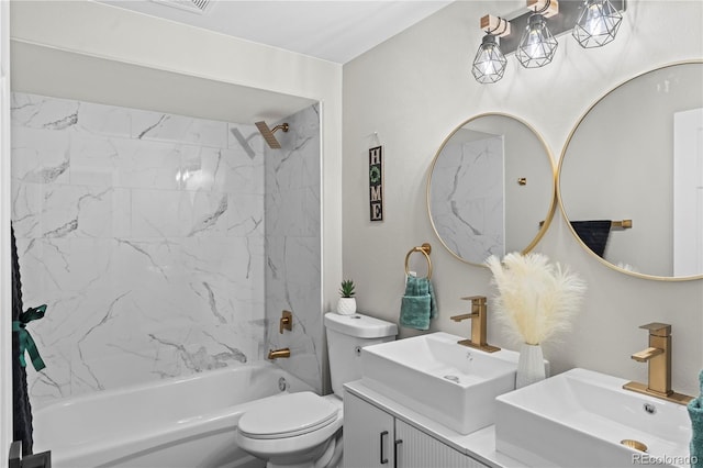 5965 Corinth Dr, Colorado Springs, CO 80923 - bathroom with bathing tub / shower combination, toilet, and vanity