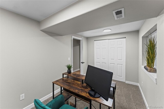 5965 Corinth Dr, Colorado Springs, CO 80923 - office area featuring baseboards and carpet