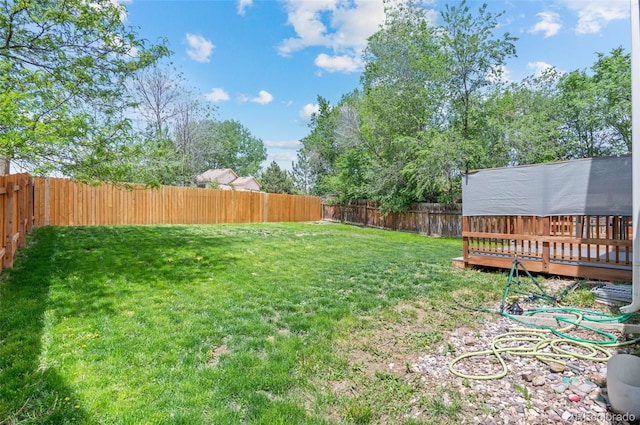 13245 Shoshone St, Denver, CO 80234 - view of yard with a wooden deck