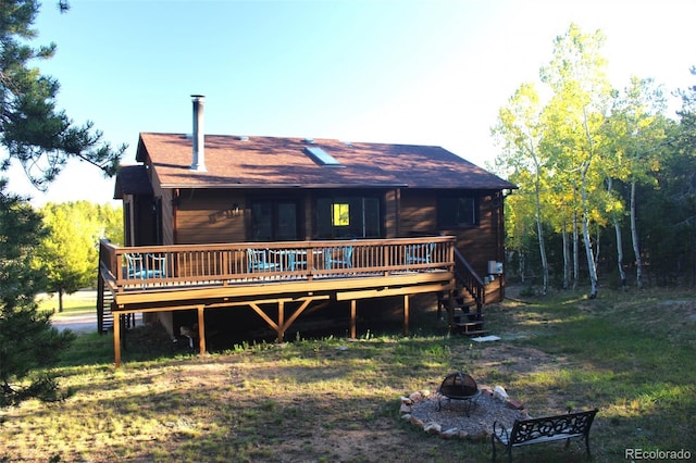 rear view of house with a deck