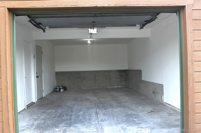 garage with a garage door opener