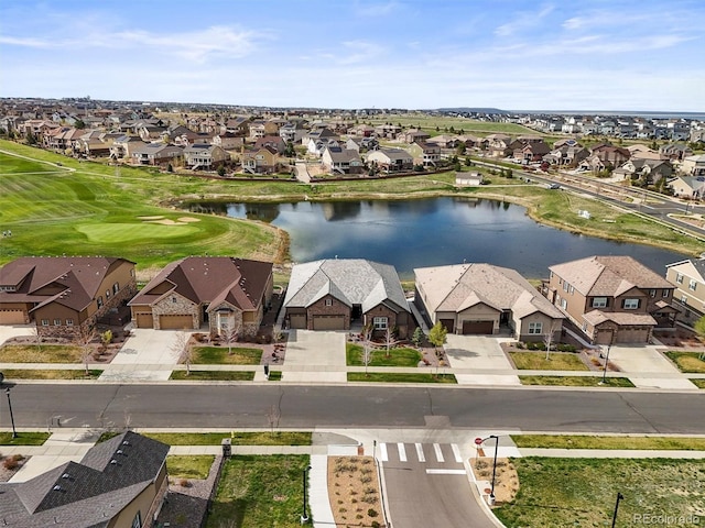 7797 S Valleyhead Way, Aurora, CO 80016 - birds eye view of property with a water view, golf course view, and a residential view
