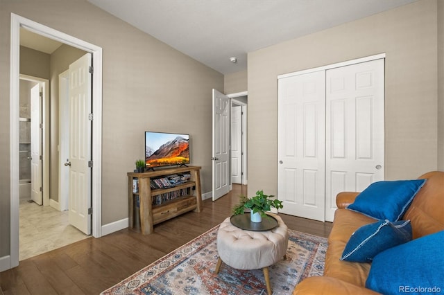 7797 S Valleyhead Way, Aurora, CO 80016 - living area featuring baseboards and wood finished floors