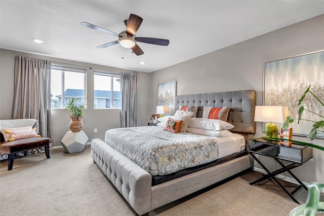 3778 Happyheart Way, Castle Rock, CO 80109 - carpeted bedroom featuring baseboards, a ceiling fan, and recessed lighting