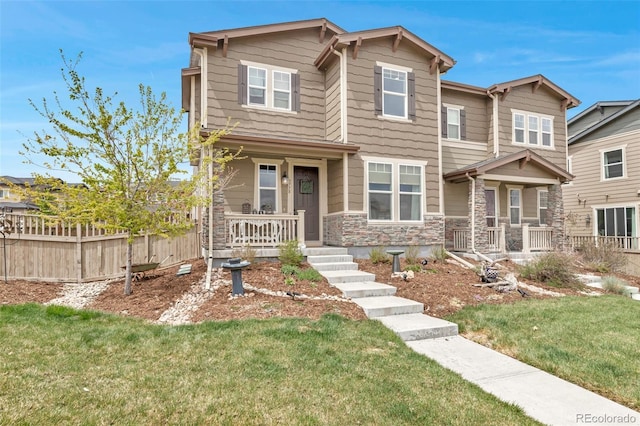 3778 Happyheart Way, Castle Rock, CO 80109 - craftsman-style home with covered porch and stone siding