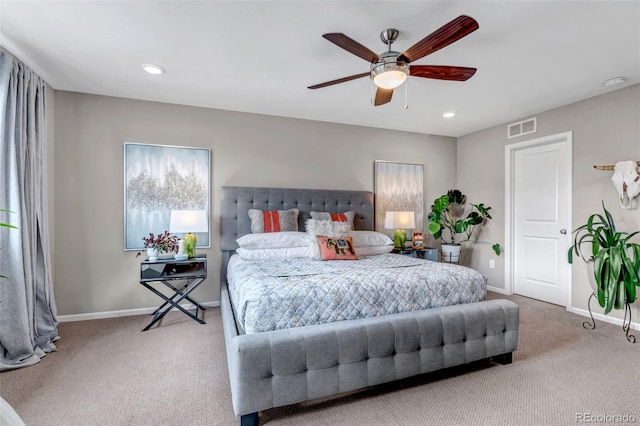 3778 Happyheart Way, Castle Rock, CO 80109 - carpeted bedroom featuring baseboards, recessed lighting, and ceiling fan