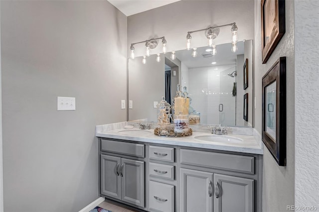 3778 Happyheart Way, Castle Rock, CO 80109 - bathroom with double vanity and a stall shower