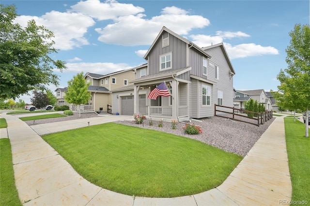 12854 Clearview St, Firestone, CO 80504 - view of front of property featuring board and batten siding, driveway, an attached garage, and a residential view