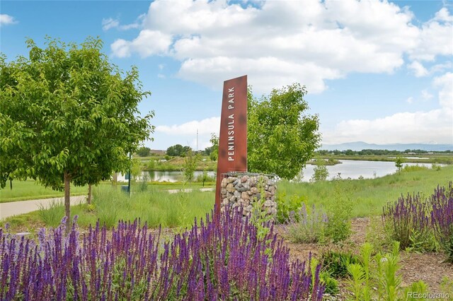 12854 Clearview St, Firestone, CO 80504 - community sign featuring a water view