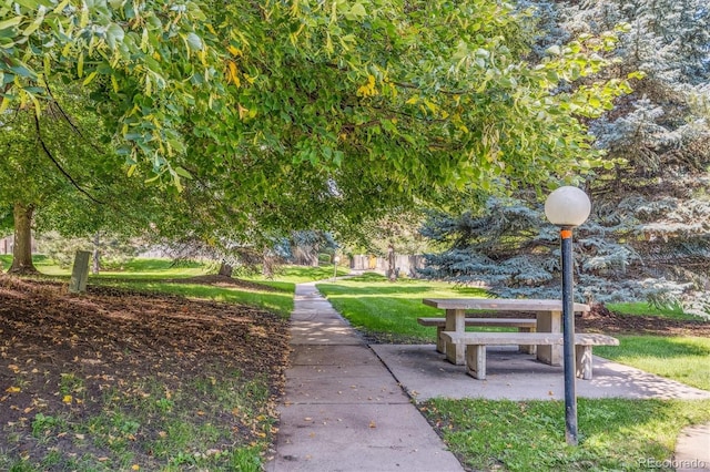 view of property's community featuring a yard