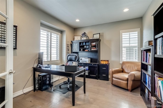 8444 E 55th Pl, Denver, CO 80238 - office featuring light wood-style flooring and recessed lighting