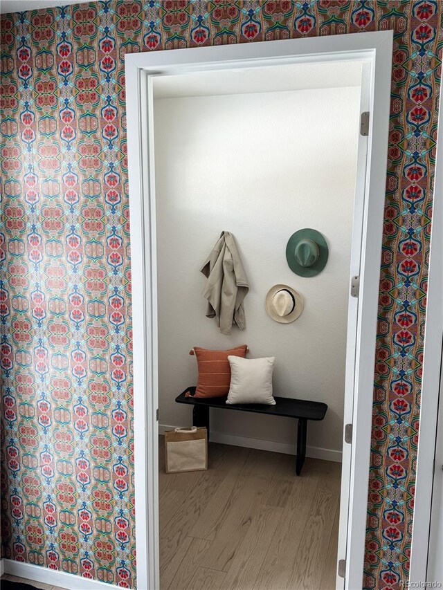 bathroom featuring wood-type flooring