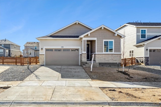 craftsman inspired home featuring a garage