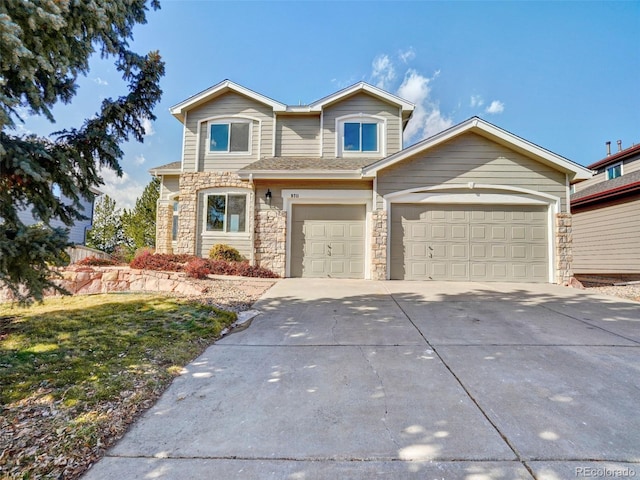 view of front of house with a garage