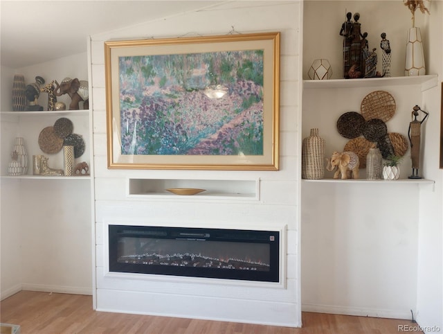 5511 Ridgetop Ct, Alamosa, CO 81101 - detailed view of a glass covered fireplace and wood finished floors