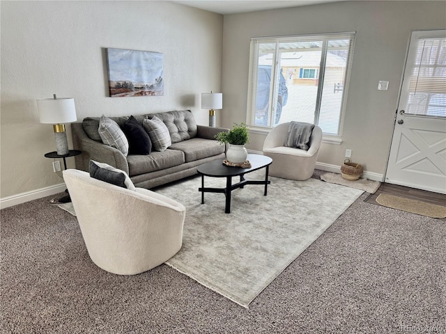 living room featuring carpet flooring