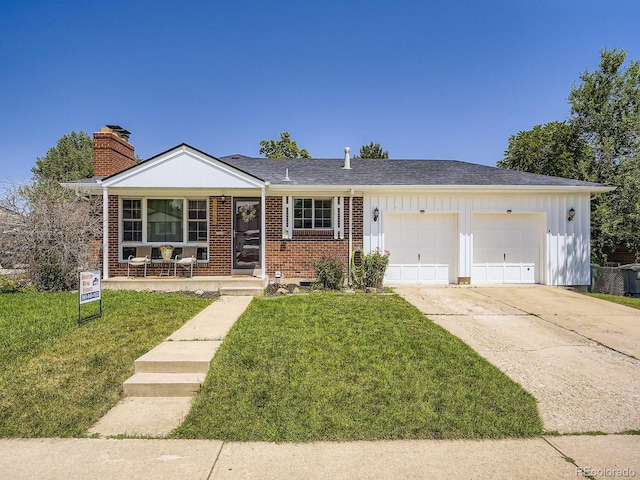 10736 Logan Ct, Northglenn, CO 80233 - ranch-style house featuring an attached garage, a front lawn, driveway, and a porch