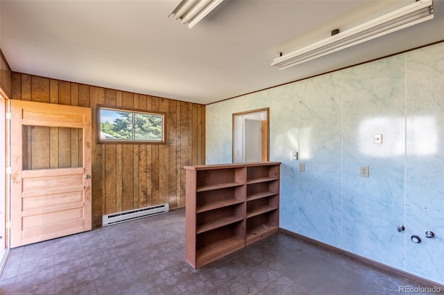 13705 County Road 45, Coaldale, CO 81222 - empty room with a baseboard heating unit and wood walls