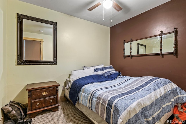 bedroom with carpet and ceiling fan