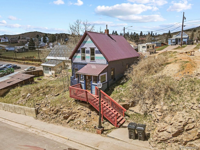 view of front of property with a deck