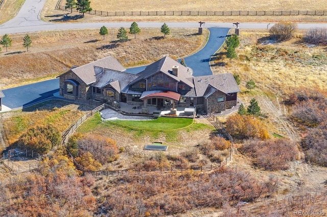 aerial view featuring a rural view