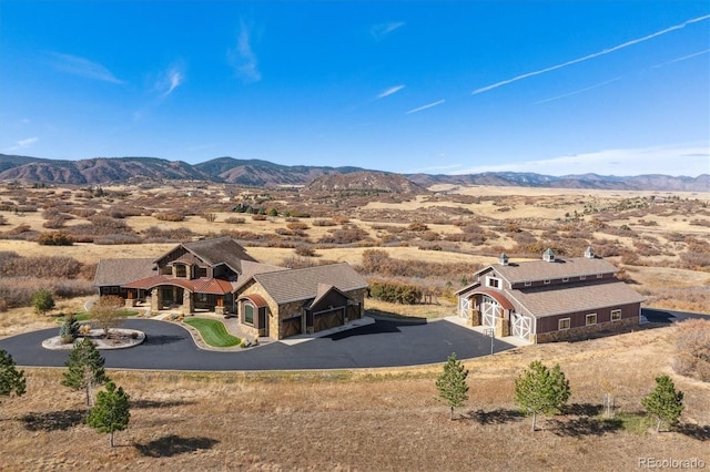 aerial view featuring a mountain view