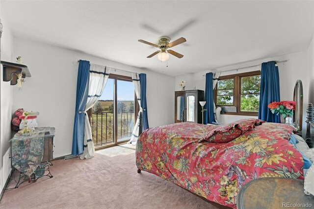 17852 E Long Ave, Centennial, CO 80016 - carpeted bedroom featuring access to exterior, multiple windows, and a ceiling fan